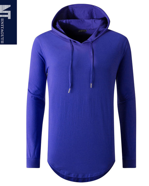 NITAGUT Mens Hipster Hip Hop Longline Hooded Side Zipper Long Sleeve T Shirt