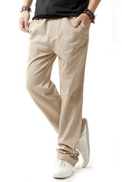 NITAGUT Men Casual Beach Trousers Linen Summer Pants