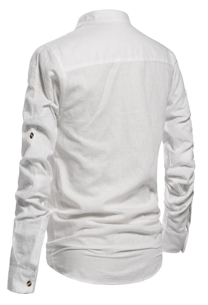 NITAGUT Men Henley Neck Long Sleeve Daily Look Linen Shirts