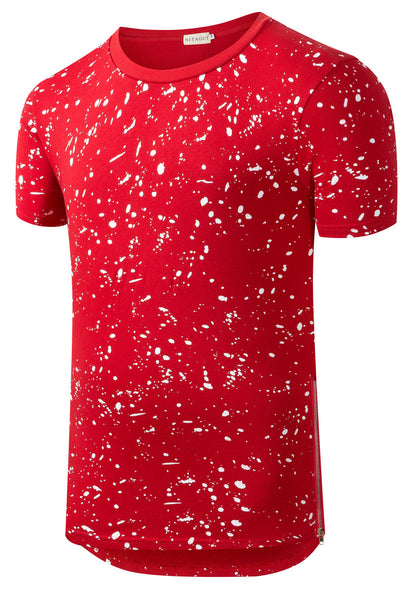NITAGUT Mens Hipster Hiphop Longline T-Shirt Cotton Star Print Tees Zipper Trim