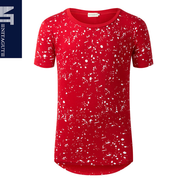 NITAGUT Mens Hipster Hiphop Longline T-Shirt Cotton Star Print Tees Zipper Trim