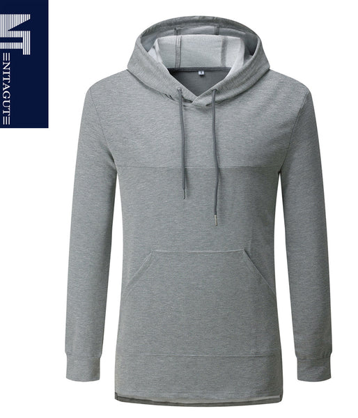 NITAGUT Mens Hipster Hip Hop Pullover Hoodie Sweatshirt Long Sleeve T shirts-Grey