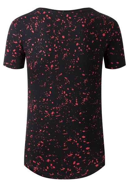 NITAGUT Mens Hipster Hiphop Longline T-Shirt Cotton Star Print Tees Zipper Trim