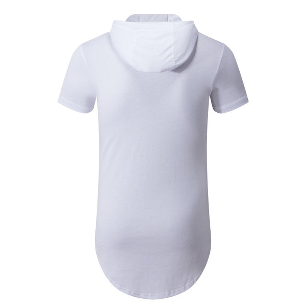 NITAGUT Men's Hipster Hip Hop Hoodie Side Zipper T shirt -White
