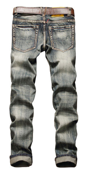 NITAGUT Men's Ripped Slim Fit Tapered Leg Jeans-Grey