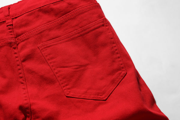 NITAGUT Men's Skinny Ripped Destroyed Slim Straight Fit Zipper Jeans-Red
