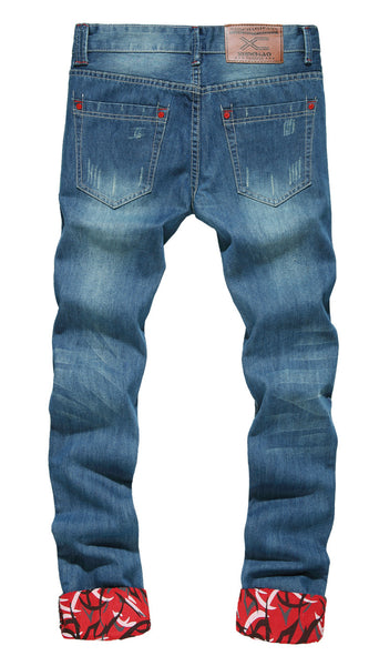 NITAGUT Men's Ripped Slim Fit  Jeans-Blue